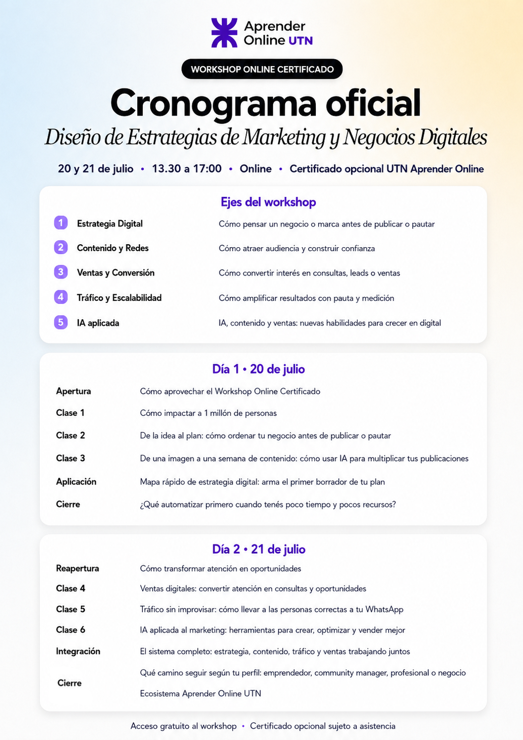 Cronograma Oficial Workshop
