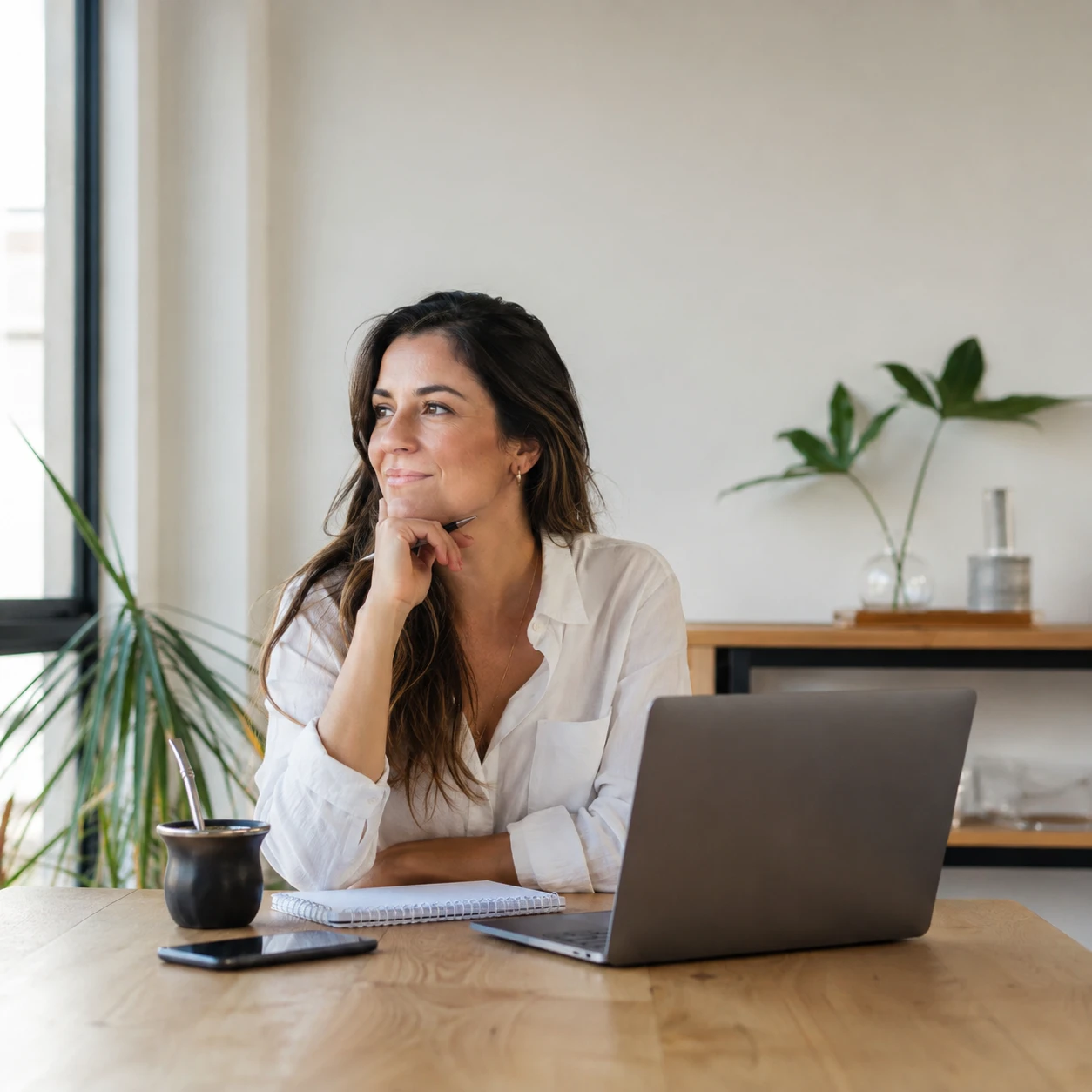 Emprendedora revisando las finanzas de su negocio